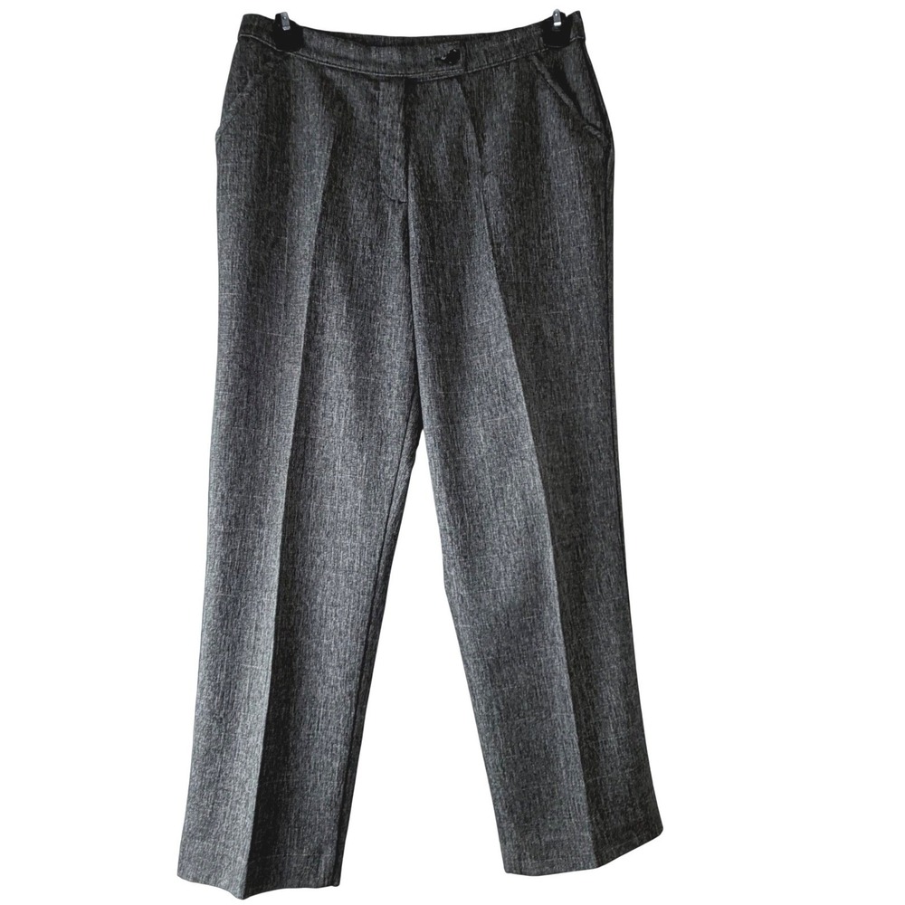 Investments Petites Women's Gray Tweed Straight Leg Pants Sz 12P‎ Relaxed Office